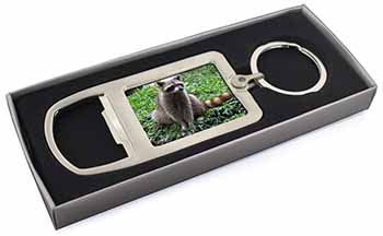 Racoon Lemur Chrome Metal Bottle Opener Keyring in Box