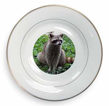 Racoon Lemur Gold Rim Plate Printed Full Colour in Gift Box