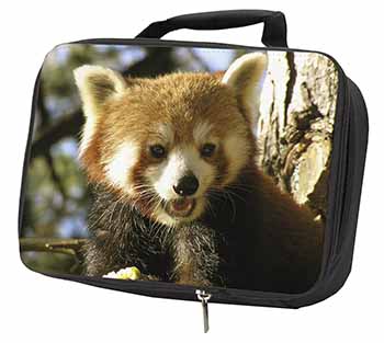 Red Panda Bear Black Insulated School Lunch Box/Picnic Bag