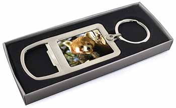 Red Panda Bear Chrome Metal Bottle Opener Keyring in Box