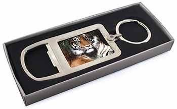 Bengal Tiger in Sunshade Chrome Metal Bottle Opener Keyring in Box