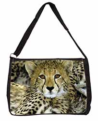 Baby Cheetah Large Black Laptop Shoulder Bag School/College