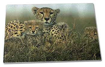 Large Glass Cutting Chopping Board Cheetah and Cubs