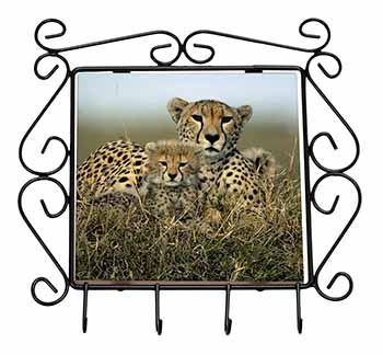 Cheetah and Cubs Wrought Iron Key Holder Hooks