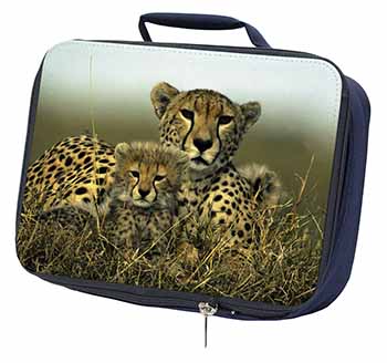 Cheetah and Cubs Navy Insulated School Lunch Box/Picnic Bag