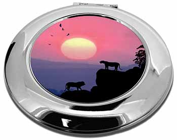 African Lions Sunrise Make-Up Round Compact Mirror