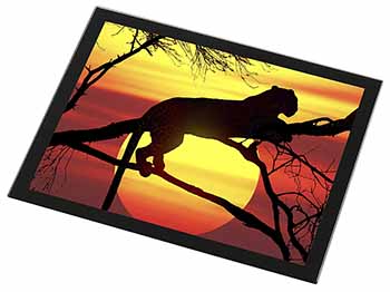 Leopard Black Rim High Quality Glass Placemat