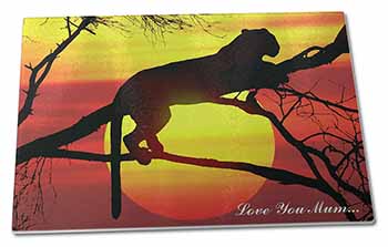 Large Glass Cutting Chopping Board Leopard in Tree 