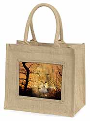 Lion Spirit Watch Natural/Beige Jute Large Shopping Bag