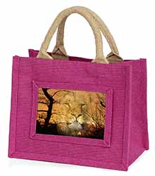 Lion Spirit Watch Little Girls Small Pink Jute Shopping Bag