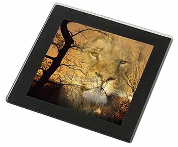 Lion Spirit Watch Black Rim High Quality Glass Coaster