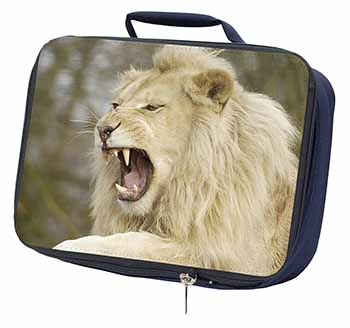 Roaring White Lion Navy Insulated School Lunch Box/Picnic Bag