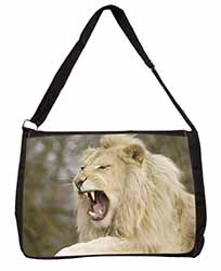 Roaring White Lion Large Black Laptop Shoulder Bag School/College