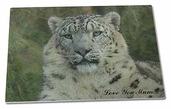 Large Glass Cutting Chopping Board Snow Leopard 