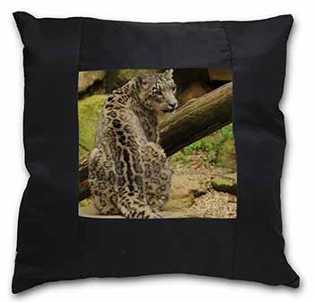 Gorgeous Snow Leopard Black Satin Feel Scatter Cushion