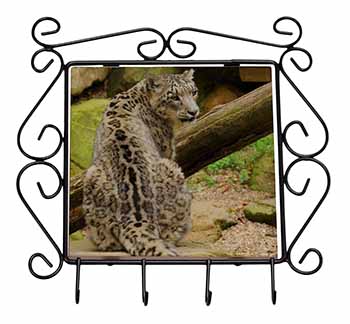 Gorgeous Snow Leopard Wrought Iron Key Holder Hooks