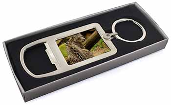 Gorgeous Snow Leopard Chrome Metal Bottle Opener Keyring in Box