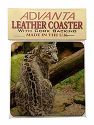 Gorgeous Snow Leopard Single Leather Photo Coaster