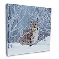 Wild Lynx in Snow Square Canvas 12"x12" Wall Art Picture Print