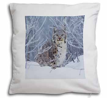 Wild Lynx in Snow Soft White Velvet Feel Scatter Cushion