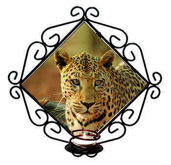 Leopard Wrought Iron Wall Art Candle Holder