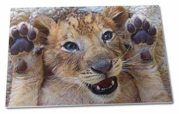 Large Glass Cutting Chopping Board Cute Lion Cub