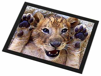 Cute Lion Cub Black Rim High Quality Glass Placemat