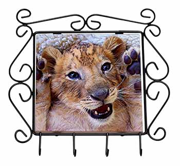 Cute Lion Cub Wrought Iron Key Holder Hooks