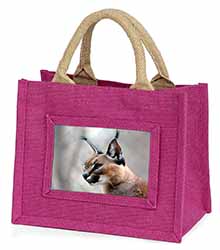 Lynx Caracal Little Girls Small Pink Jute Shopping Bag