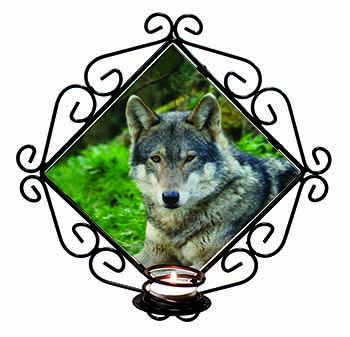 A Gorgeous Wolf Wrought Iron Wall Art Candle Holder