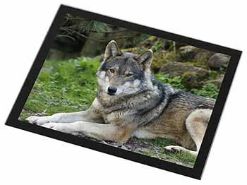 A Gorgeous Wolf Black Rim High Quality Glass Placemat