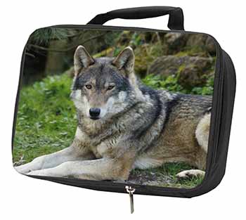 A Gorgeous Wolf Black Insulated School Lunch Box/Picnic Bag