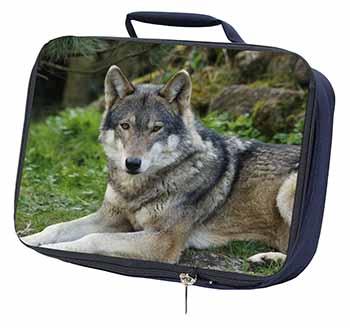 A Gorgeous Wolf Navy Insulated School Lunch Box/Picnic Bag