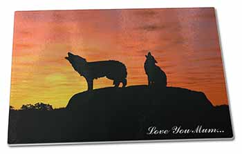 Large Glass Cutting Chopping Board Sunset Wolves 