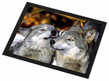 Wolves  in Love Black Rim High Quality Glass Placemat