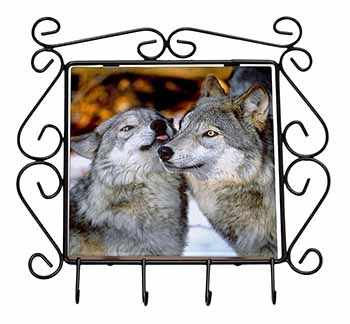 Wolves  in Love Wrought Iron Key Holder Hooks