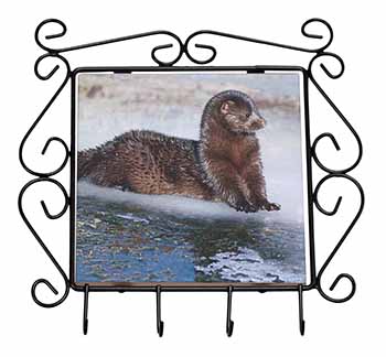 Mink on Ice Wrought Iron Key Holder Hooks Christmas Gift