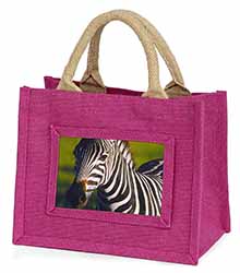 A Pretty Zebra Little Girls Small Pink Jute Shopping Bag