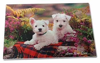 Large Glass Cutting Chopping Board West Highland Dogs 