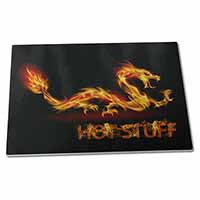 Large Glass Cutting Chopping Board Flame Dragon 