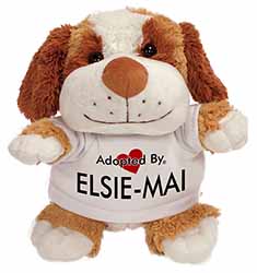 Adopted By ELSIE-MAI Cuddly Dog Teddy Bear Wearing a Printed Named T-Shirt