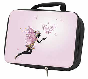 Fairy with Butterflies Black Insulated School Lunch Box/Picnic Bag