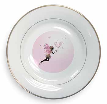 Fairy with Butterflies Gold Rim Plate Printed Full Colour in Gift Box