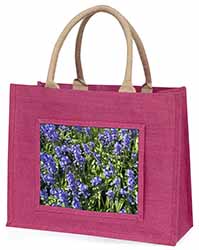 Bluebells in the Wood Large Pink Jute Shopping Bag