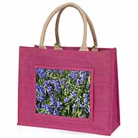 Bluebells in the Wood Large Pink Jute Shopping Bag