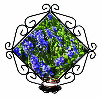 Bluebells in the Wood Wrought Iron Wall Art Candle Holder