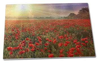 Large Glass Cutting Chopping Board Poppies, Poppy Field at Sunset