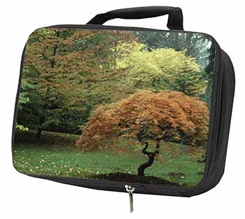 Autumn Trees Black Insulated School Lunch Box Bag