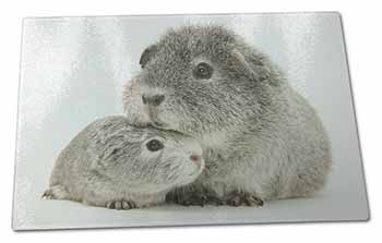 Large Glass Cutting Chopping Board Silver Guinea Pigs