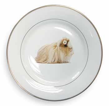 Flower in Hair Guinea Pig Gold Rim Plate Printed Full Colour in Gift Box